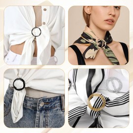 Nogeqi Pack of 10 Metal Scarf Ring Scarf Ring, Colourful T Shirt Clip Buckle Scarf Clips, Round Shirt Clips for Women Clothing Plastic Resin Scarf Rings Scarf Clips for Loose T Shirt Scarf Buckle,