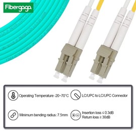 Fibergaga 25M(82ft) OM3 LC to LC Fiber Patch Cable,10GB/40GB Multimode Duplex 50/125µm 2.0mm Fiber Optic Cable Length Option: 0.5M(1.6ft)-100M(328ft)