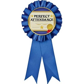 Perfect Attendance Blue Rosette Ribbon, Attendance Trophy Ribbon Award Prize, 5 Pack