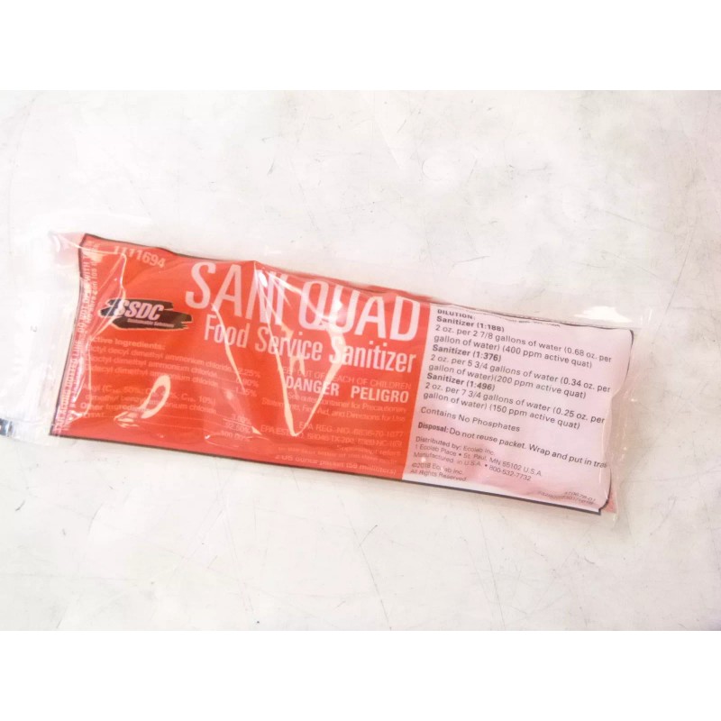 Super San, Saniquad Case of 125 2oz. Individual Packets of