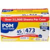 POM Pom Embossed 2-ply Toilet Paper, White, 45 Rolls, 473