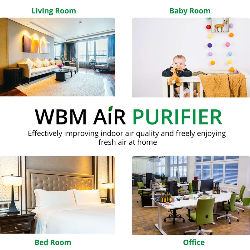 WBM SMART Air Purifier Replacement Filter, 3-in-1 True HEPA, High-Efficiency