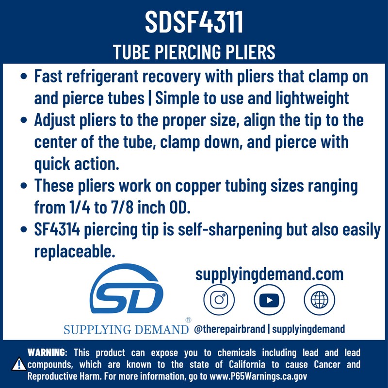 Supplying Demand SF4311 Tube Piercing Pliers for Refrigerant Recovery