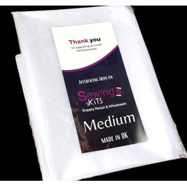 Interfacing Fabric Non-Woven Medium Weight Fusible Iron On Interfacing Fabric 75cm Wide White (5 Meters)