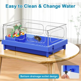 Turtle Tank Starter Kit with Filter, 10 Gallon Aquarium, Easy to Install & Clean, Basking, Feeding & Swimming Areas for Small Turtles