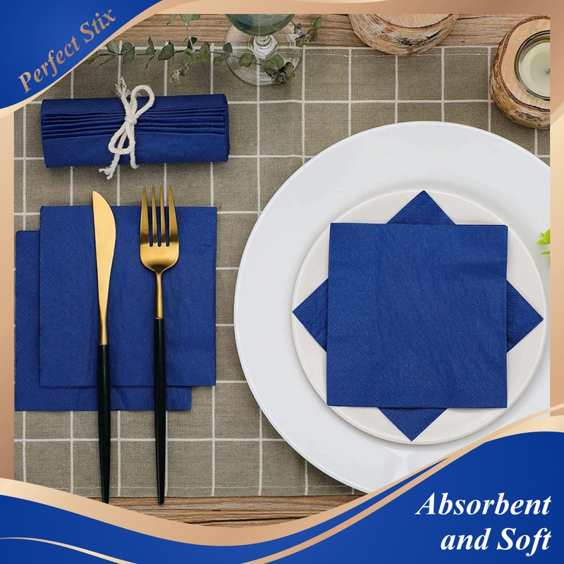 2 Ply Blue Beverage Cocktail Napkins. Pack of 100 Count