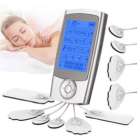 TENS Electroestimulador de Pulso, Masajeador Muscular Digital Recargable con 16 Modos y 20 Intensidades para Relajar, Masajear o Estimular el Musculo, 10 Electropod Adjuntados