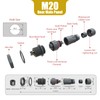 AOHUA IP68 Waterproof Connector (4-Pack), M20 2-Pin Industrial/Aviation Connector, (300V/15A)