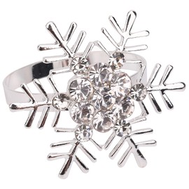 Trimming Shop 6pcs Silver Snowflakes Napkin Rings Christmas Napkin Holder Xmas Serviettes Napkin Buckle with Diamante Rhinestone Christmas Dinner New Year Thanksgiving Wedding Party Table Decoration