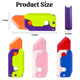 OLRMA 3pcs Fidget Toys Knife, 3D Printing Gravity Fidget Knife Toys, Sensory Knife Fidget Toys, Plastic Carrot Fidget Knife for Adults Teens Kids, Anxiety Stress Relief Toy