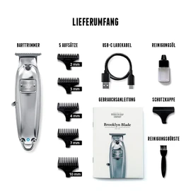 Brooklyn Soap Company - Brooklyn Blade Beard Trimmer USB-C - Professional Beard Trimmer for Men - Stainless Steel Trimmer with 5 Attachments - Electric Beard Razor for Short to Medium Beards