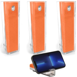 3 Acuvar 3 in 1 Reusable Fingerprint Proof Screen Mist Spray Cleaner with Microfiber and Phone Stand for Phones, Tablets, Laptops, & Car Screens (Orange)