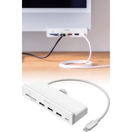 Sanwa Direct 400-ADR330W USB Hub Clamp Type-C HDMI 4K/60Hz Micro SD/SD USB-A x 3 Docking Station