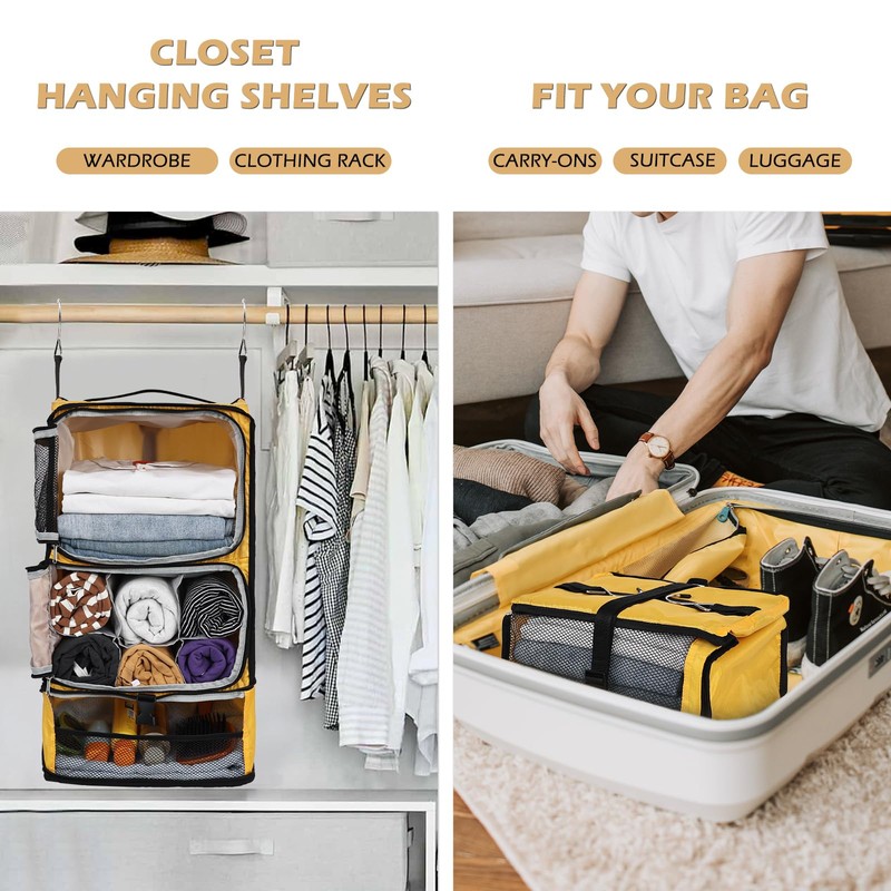 Surblue Hanging Shelves Travel Compression Packing Cube for Carry-on Luggage