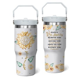Dcohluk 18 Year Old Girl Birthday Gifts Ideas for 40oz Tumbler Best Gift for 18 Year Old Girl, Mothers Day 18th Birthday Mug 18th Birthdays Gifts for Girls, Stainless Steel Cup with Handle & Straw