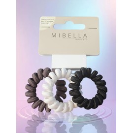 Mibella Haargummis, 3er Set Scrunchies, Schwarz-Weiß-Grau, Standard Größe, für Alle Haartypen 21340