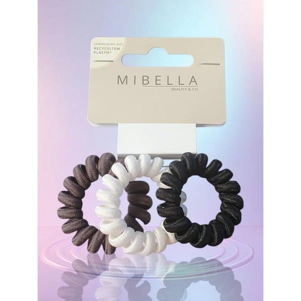 Mibella Haargummis, 3er Set Scrunchies, Schwarz-Weiß-Grau, Standard Größe, für Alle