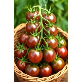 Tomato 'Black Cherry' Seeds – Indeterminate Annual Vegetable (Solanum lycopersicum) | 65–75 Days, Open-Pollinated, Rich & Sweet Cherry Tomatoes