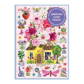 Galison Buzzy Bouquets – All Occasion Floral Greeting and Jigsaw Puzzle Card Includes Color Coordinated Envelope and Sticker Seal