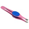 HTS 172G1 4" Pink Slanted Eyebrow Tweezers with Silicone Pads