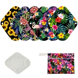 Juego de 7 piezas reutilizables de bambú orgánico para mujer, incluye 6 piezas de forro de bambú orgánico suave para uso diario + 1 mini bolsa húmeda