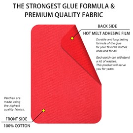 WILDREEDS Premium Quality Fabric Iron on Repair Patches 100% Cotton Iron on Patches for Clothing Inside & Outside Strongest Glue 3" by 4-1/4" (7.5 cm x 10.5 cm)-Red