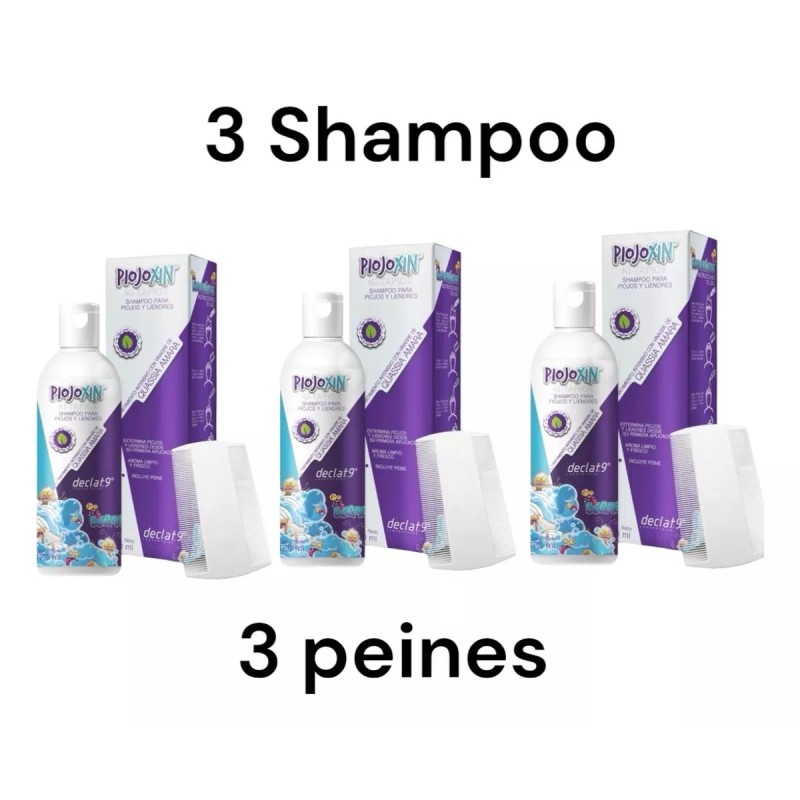 declat.9 Kit 3 Shampoos Piojoxinpara Piojos Y Liendres