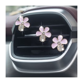 6PCS Decorations Flower Clips for Car Air Vent, Cute Colorful Bling Flower Decor for Women Girls, Clip on Air Conditioning Outlet, Auto Interior Accessories Universal for Most Vehicles (Pink)
