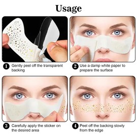 24PCS Glitter Freckles Face Tattoo, 6 Styles Festival Gold Glitter Freckles Temporary Face Tattoos For Women, Temporary Glow Up Makeup Patches Fake Jewels Body Tattoo For Kids Adults