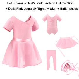 Barwa 18 inch Doll Me Doll Matching Outfits Clothes 4 PCS Ballet Ballerina Outfits Dance Dress Costume for Girls and 18 inch Dolls (120cm)