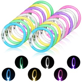 AUAUY Pack of 16 LED Light Bracelets, Light Bracelets Party Gadgets, Flashing Bracelets in the Dark, Illuminating Toy for Birthday Party Gifts, Bangle for Children Adults
