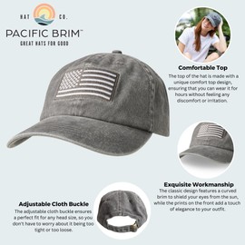 PACIFIC BRIM Women's and Men's Classic Cotton Adjustable Baseball Hat - Flag