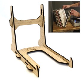 Vinyl Record Storage and Display Stand for 25-40 Records, Oak veneer