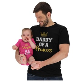 Tstars Daddy and Baby Girl Matching Outfits - Royal Father & Daughter Gift - Fathers Day Shirt Infant Bodysuit Set man Black XX-Large/baby Wow pink 24M (18-24M)
