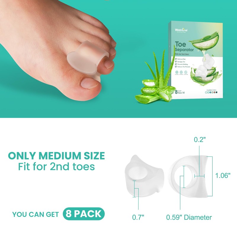 Welnove Toe Separators for Overlapping Toes - Aloe Vera Extract