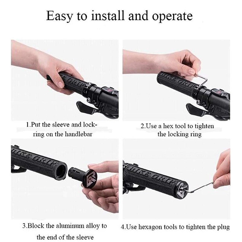 ROCKBROS Bike Handlebar Grips Single Lock-On, Rubber Aluminium Alloy