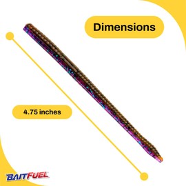 BAITFUEL Finesse Worm Lightweight Lure Infused with Supercharged X55 Formula Gel | 4.75-Inch, Bama Bug (PN: X16506)