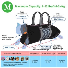 Cinf Cat Nail Clipping Cleaning Grooming Restraint Bag No Scratching Biting for Bathing Nail Trimming Injecting Examining(Black,M)