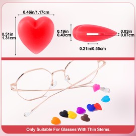 Deozu 22 Pcs Heart Eyeglasses Ear Grips, Silicone Anti-Slip Eyeglasses Stopper, Glasses Holder Hooks for Reading Glasses (Random)