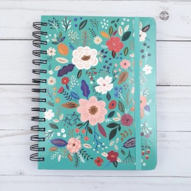 Greatworks Journal Notepad Notebook Floral Flowers Lined Sheets 6x8 in Elastic Closure