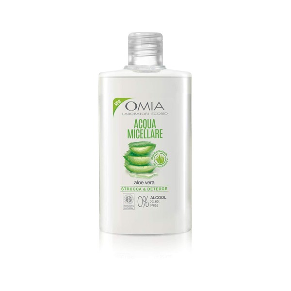 Omia – Micellar Water Face Aloe Vera of Salento Eco Bio, Moisturizing and Balancing Make-Up Remover Suitable for All Skin Types, Dermatologically Tested – 400 ml Bottle
