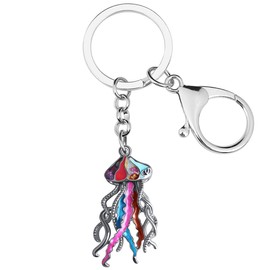 Enamel Alloy Cute Jellyfish Keychain Charm Gifts Ocean Jewelry for Women Girls Bag Wallet (Multicolor)