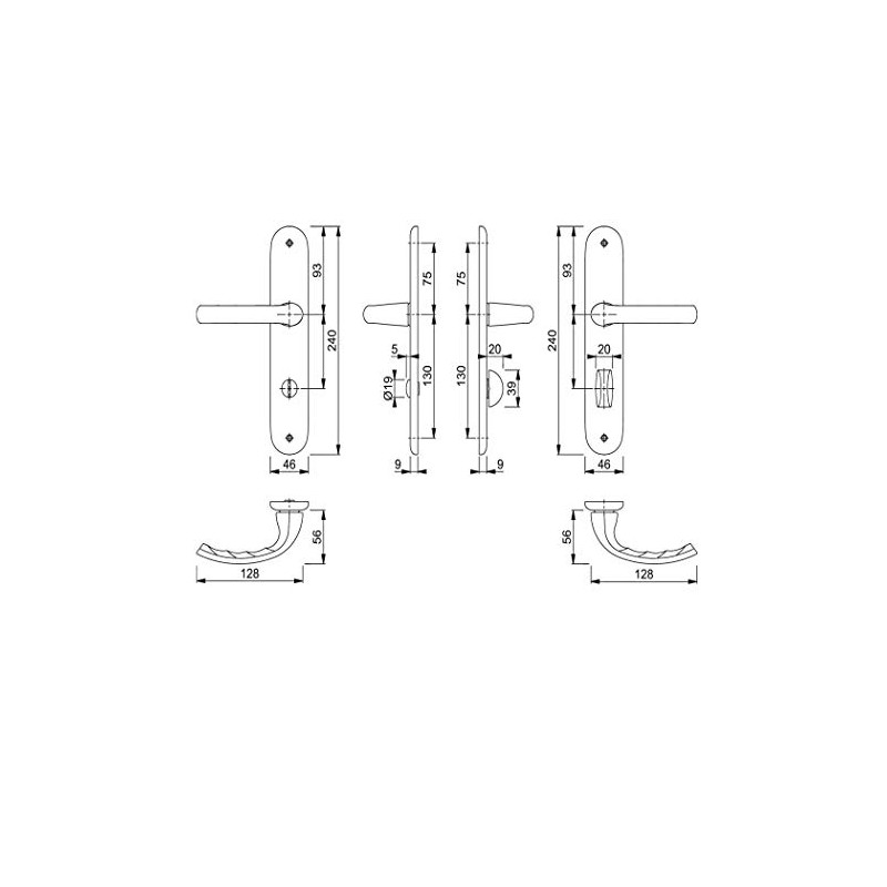 Hoppe Tôkyô 1710/273P Double-Sided Bathroom Door Handle and Lock Set