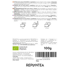 Nettle Tea Organic 100g (50 Cups) | Stinging Nettle Tea Leaf Organic Herbal Tea, Urtica Doica REPLANTEA