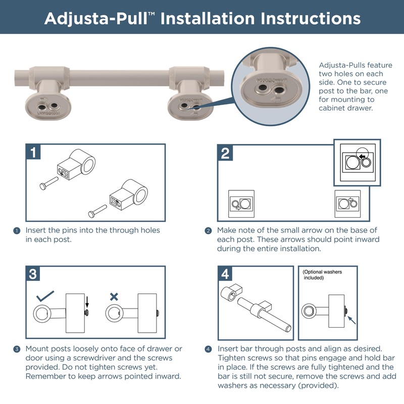 Franklin Brass Adjusta-Pull (5-Pack) Adjustable Drawer Pulls | Fits 1-3/8