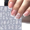 White Flower Nail Art Stickers 5D Embossed Flower Nail Decals
