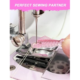 Vomika 10PCS Sewing Machine Needle Threader, Big Fish Type Needle Inserter for Small Eye Needles, Premium Plastic Automatic Simple Threaders for DIY Embroidery, with Seam Ripper