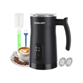 Milk Frother, 4 in 1 Milk Frother and Steamer, 11.8oz/350ml Automatic Warm and Cold Foam Maker, Auto Shut-Off, Electric Milk Frother for Coffee, Latte, Cappuccino, Macchiato, Hot Chocolate(Black)