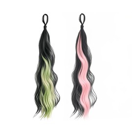 Joytey Hair Extensions 5 Colors Ponytail Extensions Wave Braided 22 IN Synthetic Hairpieces Thick Party Highlights Hair Rainbow Hair Accessories for Girls Women