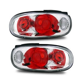 SPPC Chrome Taillights Assembly Set for Mazda Miata - (Pair) Driver Left and Passenger Right Side Replacement
